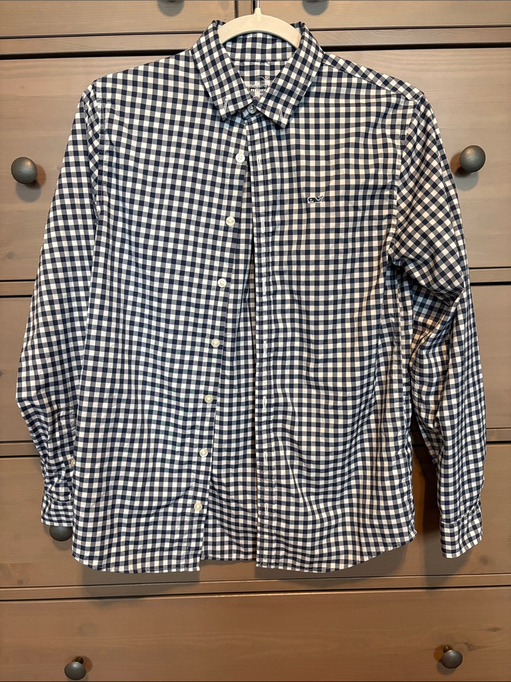 Vineyard Vines Navy and White Gingham Button-Down Shirt